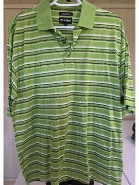 Bolle Golf Men's Striped Mercerized Cotton Polo Shirt Short Sleeve Classic M